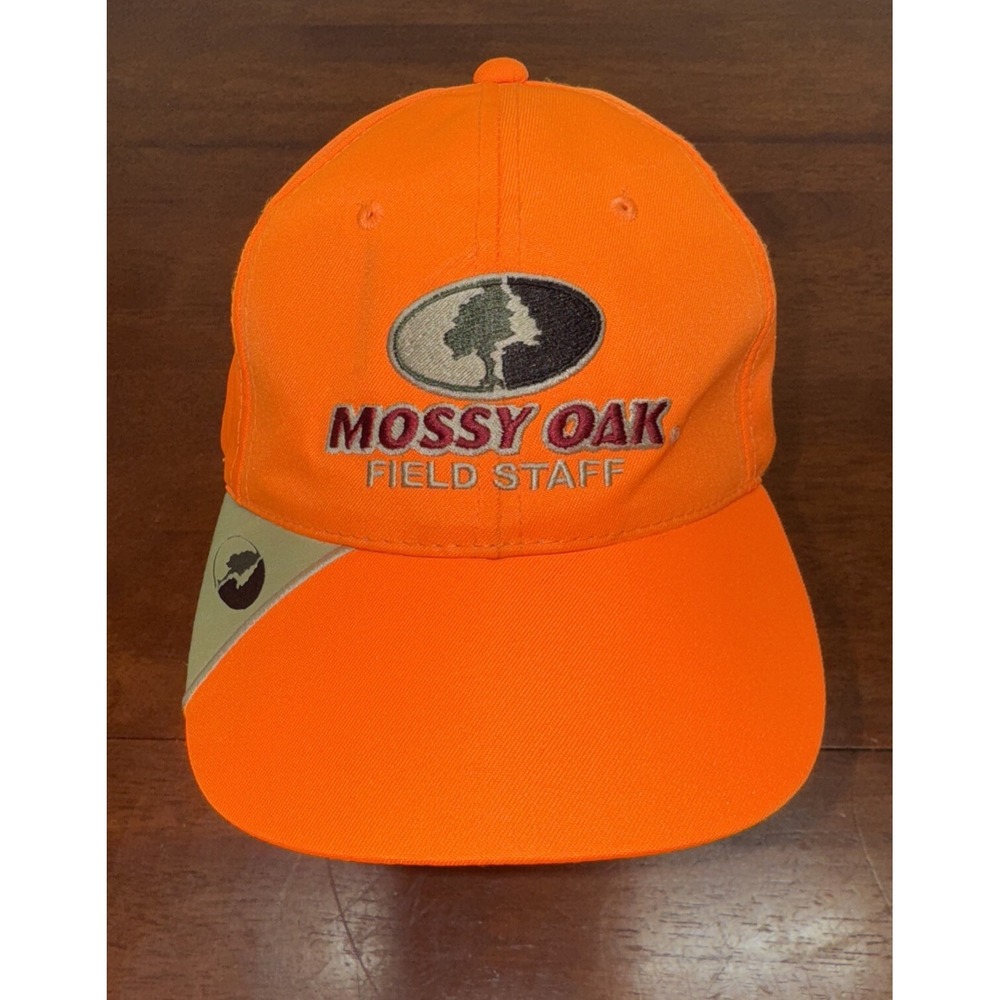 Mossy Oak Field Staff Strapback Mens Safety Orange Hat Deer Buck Hunting
